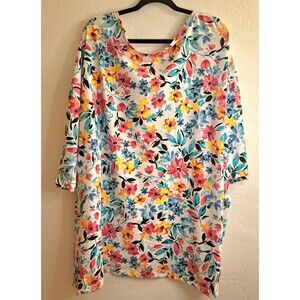 Woman Within 6X Plus Floral Multicolor Knit Cotton Blend Feminine Spring Summer